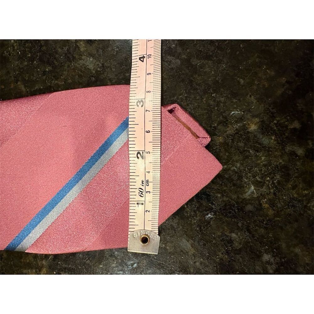 *3/$15 Sears Men's Store Vintage Pink Striped Silk Tie Classic Style - Picture 3 of 5